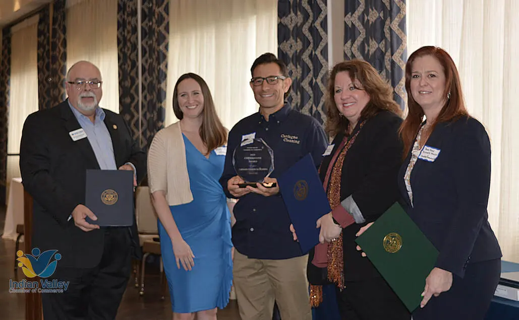 Carfagno Commercial Cleaning receiving the Indian Valley Chamber Small Business of the Year award